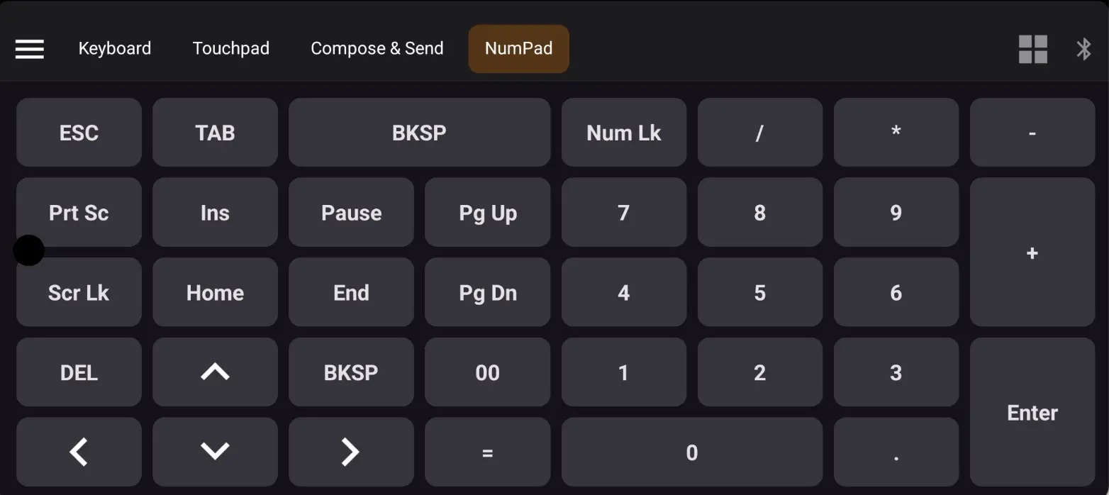 Basic numpad layout